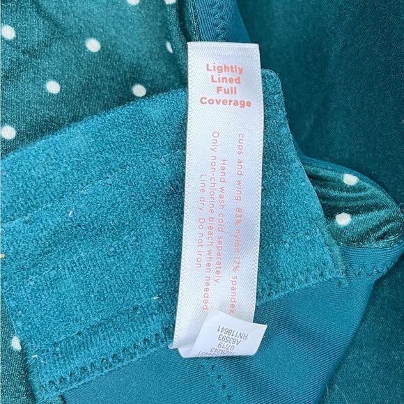 Cacique hunter green polka dot lightly lined full coverage sz 44DDD - Picture 3 of 4